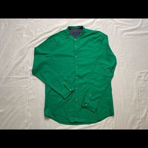 Zara Man Chinese collar green shirt (142)